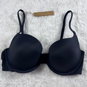Skims Womens Fits Everybody T-Shirt Bra Onyx Black Underwire 32D BR-TPU-0022 NEW
